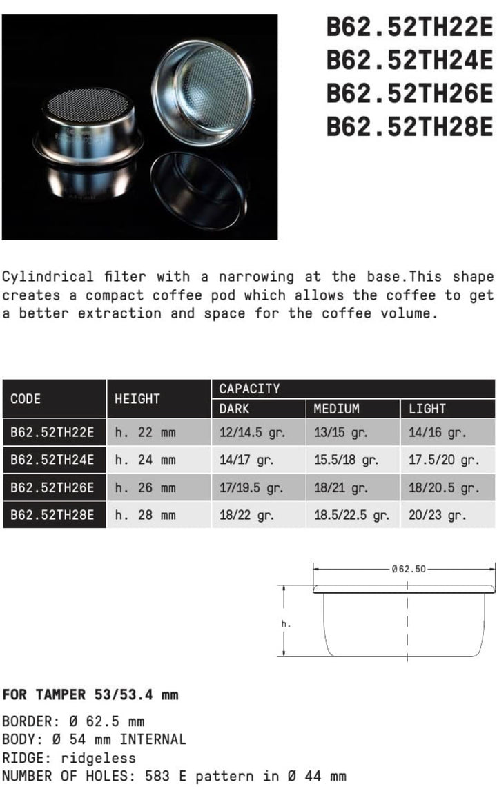 IMS Cesta de filtro de precisión de 54 mm - h22E - Coffee Coaching Club