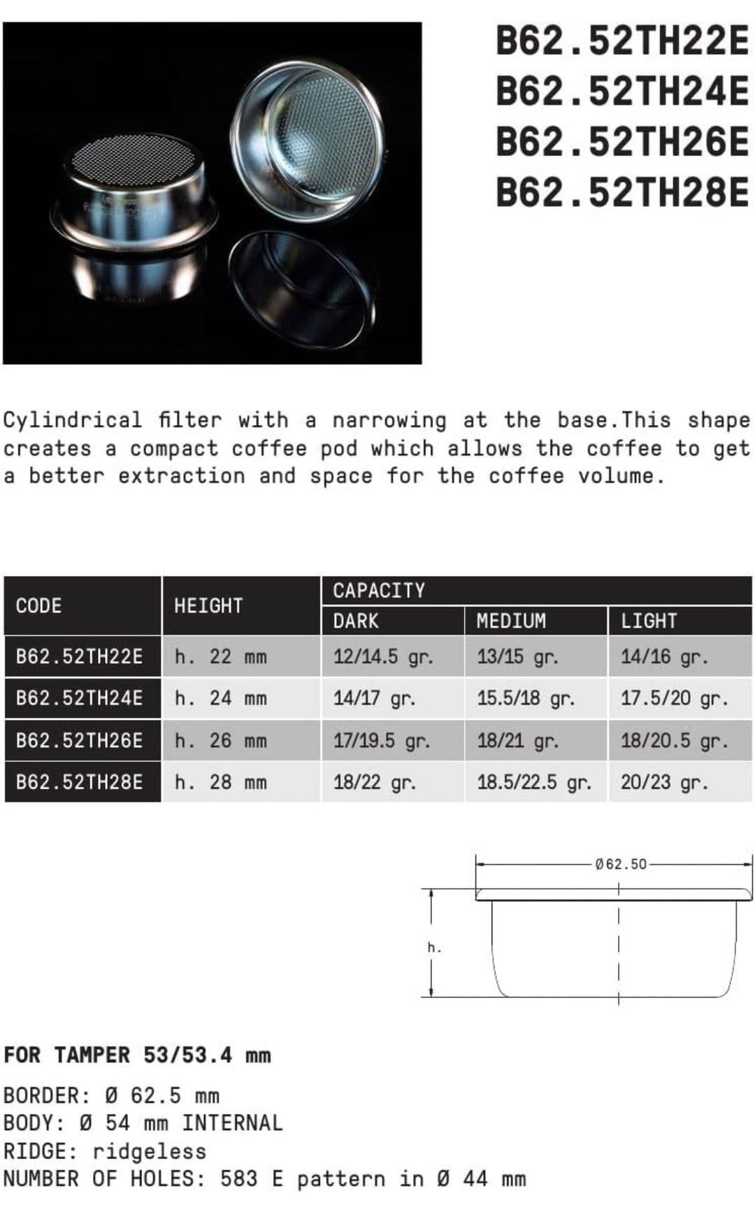 IMS Cesta de filtro de precisión de 54 mm - h26E - Coffee Coaching Club