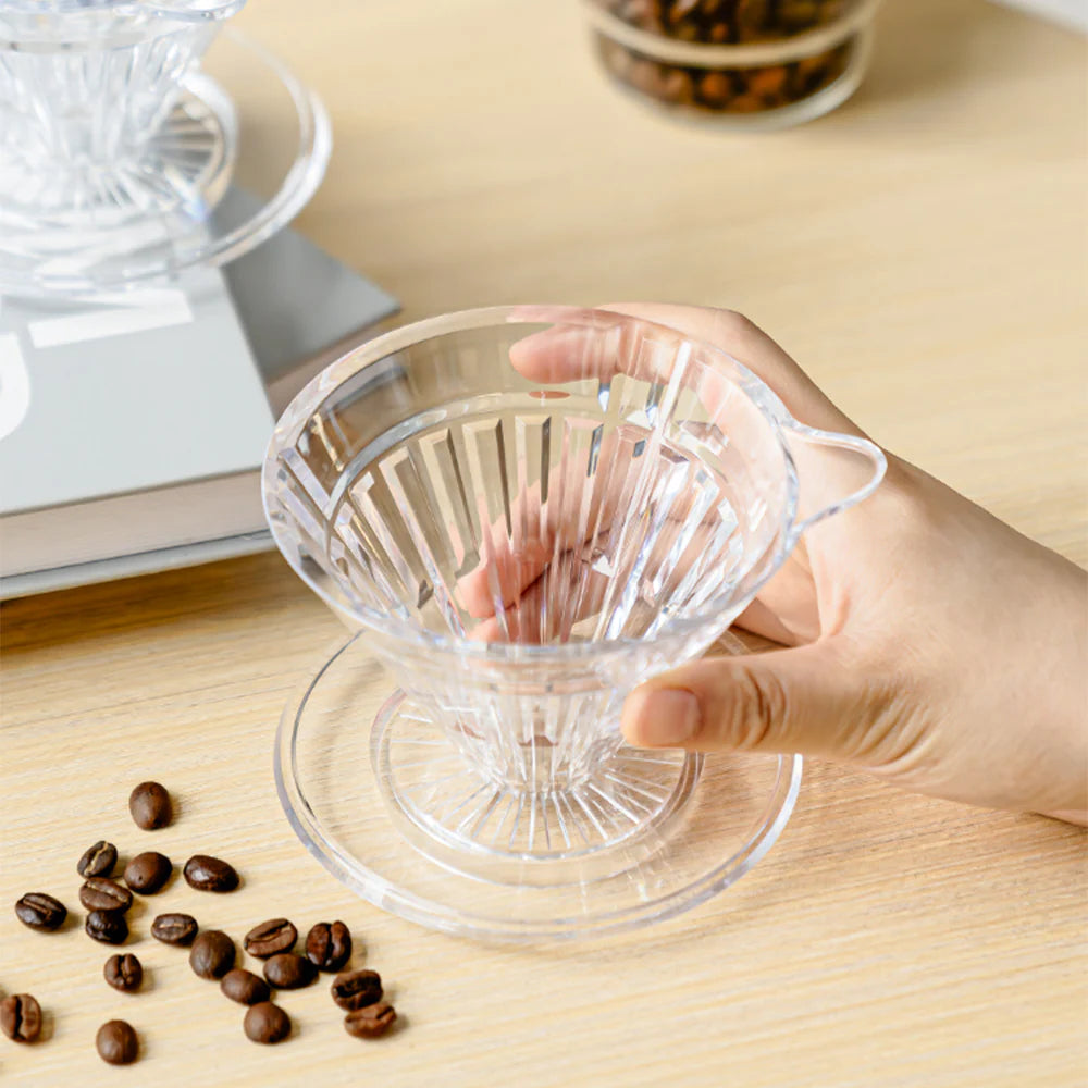 TIMEMORE Crystal Eye Turbo Dripper 01 PCTG isolated, side view – Coffee Coaching Club