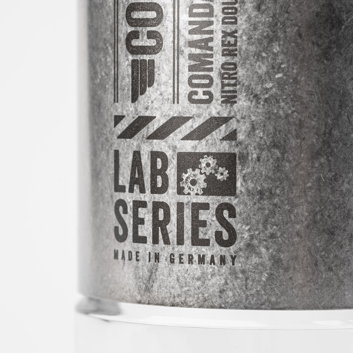 Comandante C40 MK4 Lab Series Tigershark – close-up of the body branding and lettering – Coffee Coaching Club
