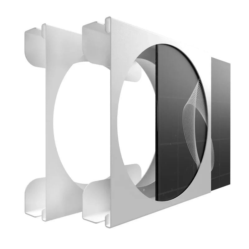 FLATE Schallplatten Wandhalterung Round für 12 Zoll Vinyl Records, Weiß – 3D-Rendering mit eingesetzter Schallplatte – Coffee Coaching Club