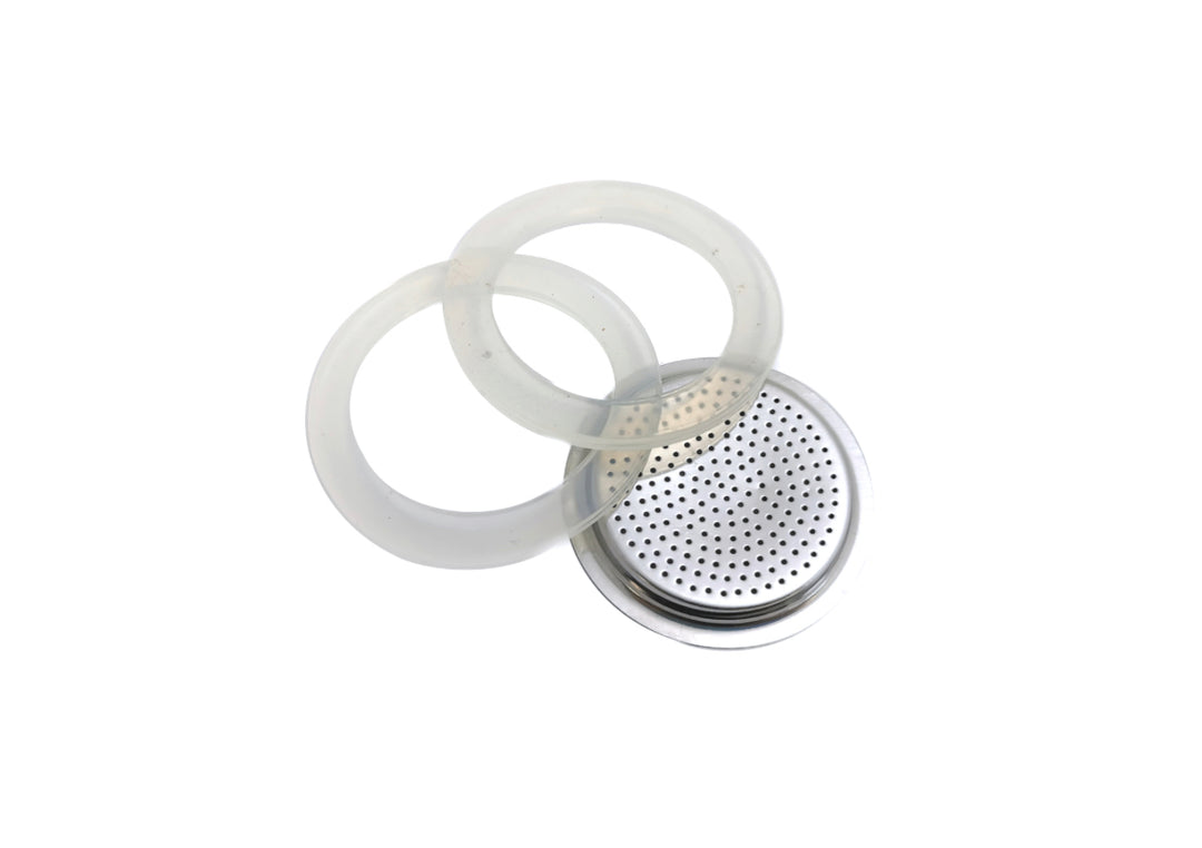 ILSA rubber gasket and metal filter for "Slancio" / "Omnia" stovetop espresso maker, 2 cups - Coffee Coaching Club