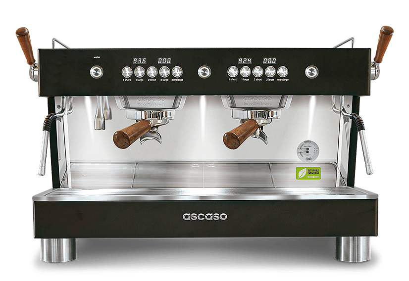 Ascaso Barista T PLUS 2023 2-gruppig Gastromaschine Schwarz mit Holz – Coffee Coaching Club 1
