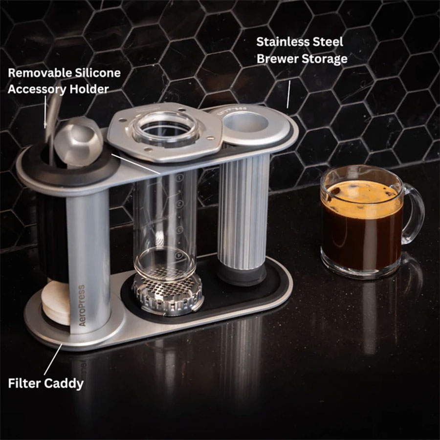 AeroPress Edelstahl-Organizer – Hochwertige Aufbewahrung für deine Kaffeestation - Coffee Coaching Club GmbH