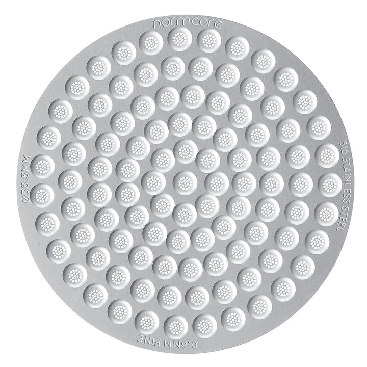 Normcore Ultra-Slim Puck Screen 58,5 mm 0,8 mm en acier inoxydable 316 – Coffee Coaching Club 1