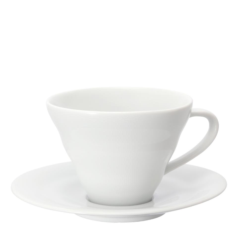 Tazza in ceramica e piattino Hario con design V60 150ml - Bianco - Coffee Coaching Club