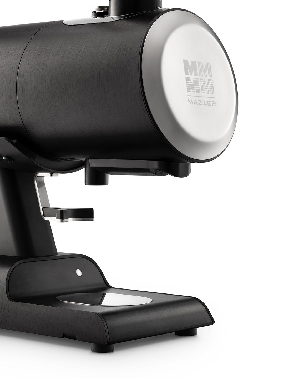 Mazzer Philos Single-Dose Kaffeemühle in Schwarz – Seitenansicht – Coffee Coaching Club