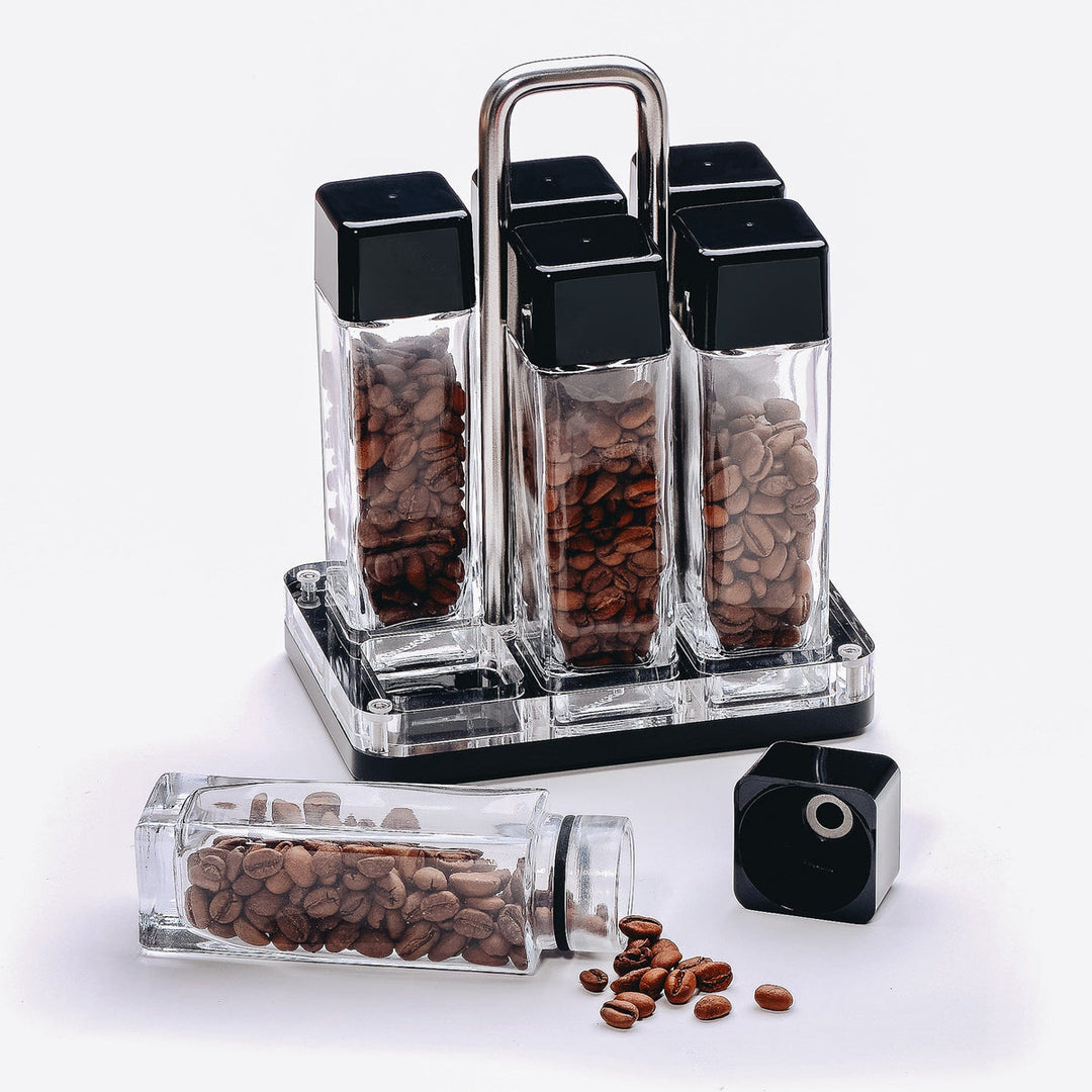Normcore tubos de granos de vidrio, juego de 6, tapa con válvula de CO2 – Coffee Coaching Club 2