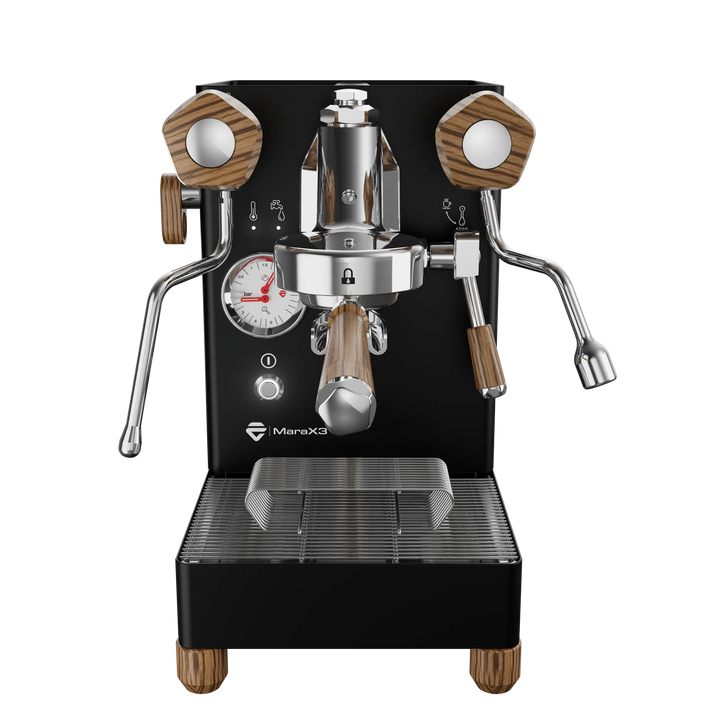 Lelit Mara X3 Schwarz Frontansicht mit Manometer und Siebträger - Coffee Coaching Club 7