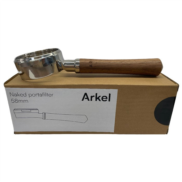 Arkel Premium portafilter 58mm in wood and stainless steel - Coffee Coaching Club