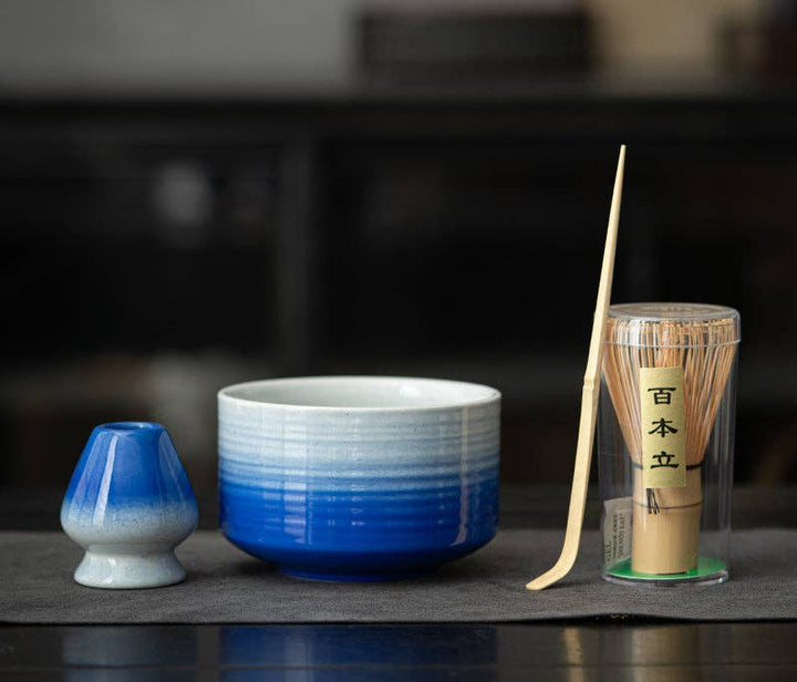 Gohobi - Gohobi Colourful Ceramic Bowl Matcha Set: White/ Blue - Coffee Coaching Club