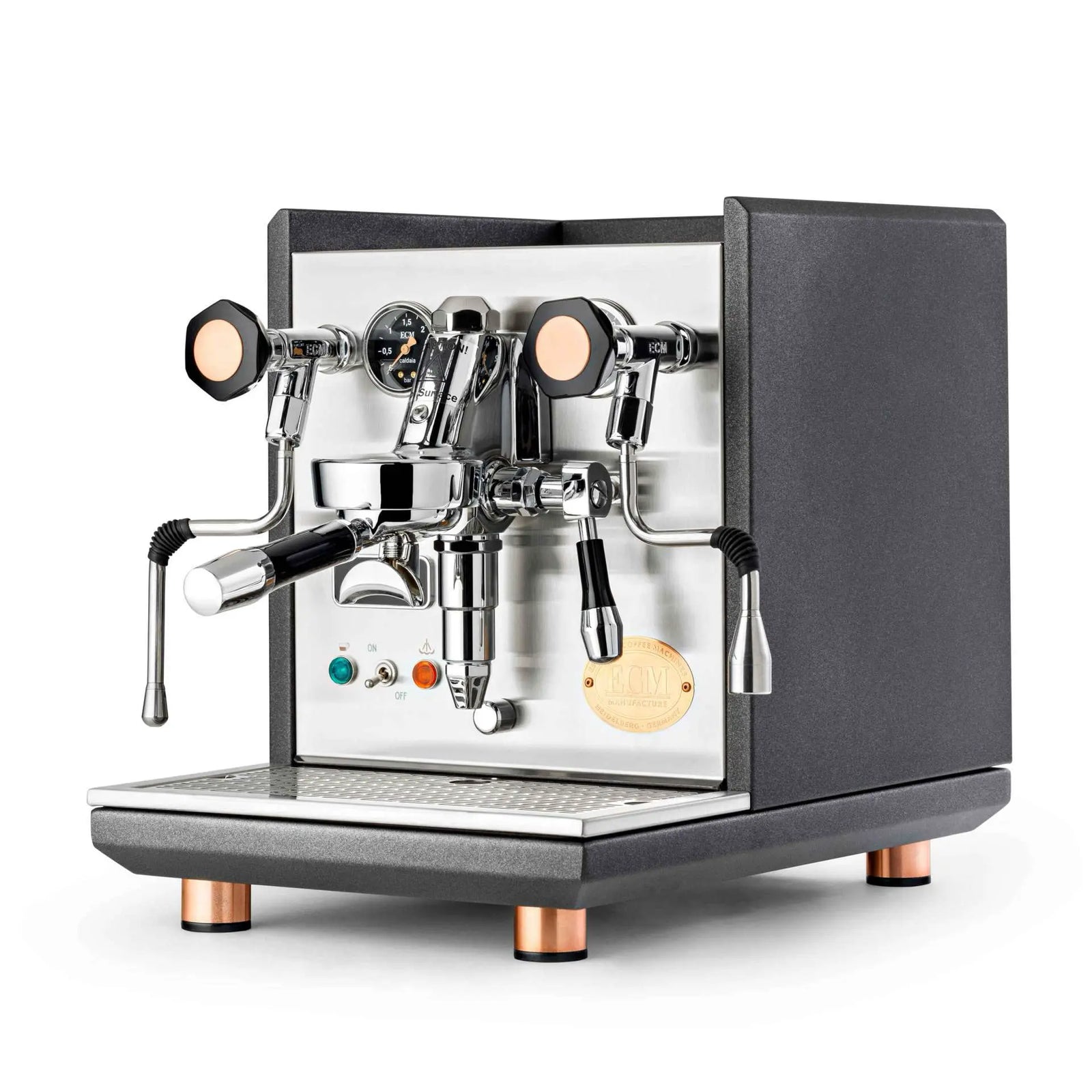 ECM Synchronika Heritage Line Dualboiler Anthrazit mit Kupfer-Akzenten – Coffee Coaching Club 1