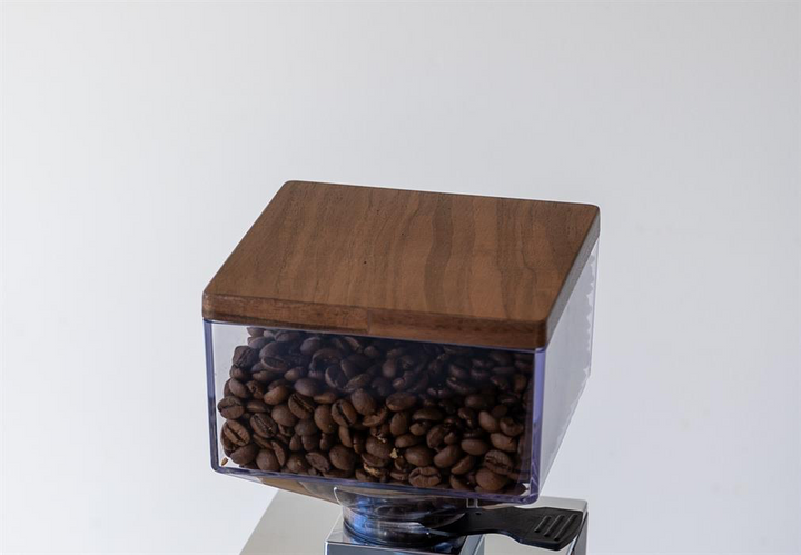 Tampa em madeira para depósito de café da Eureka Mignon Design, WENGE - Coffee Coaching Club