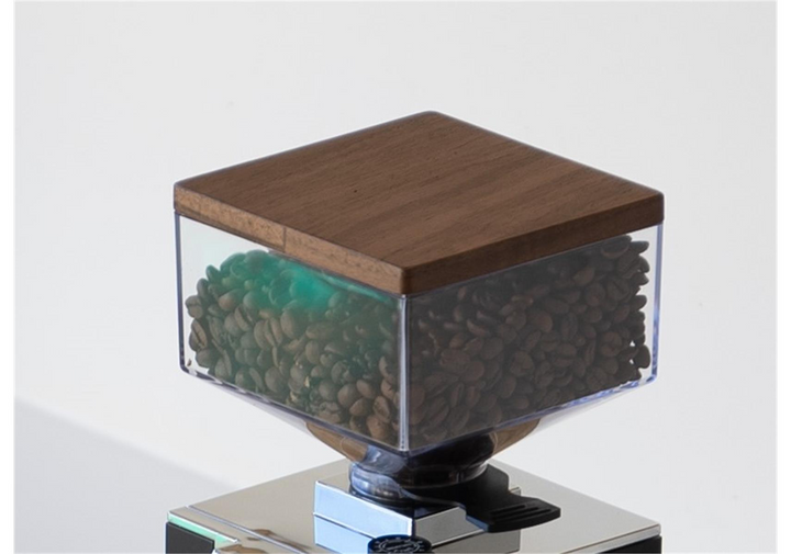 Tampa em madeira para depósito de café da Eureka Mignon Design, WENGE - Coffee Coaching Club