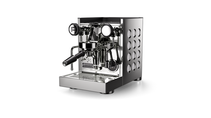 Rocket Appartamento TCA aço inoxidável branco, vista lateral – Coffee Coaching Club 3