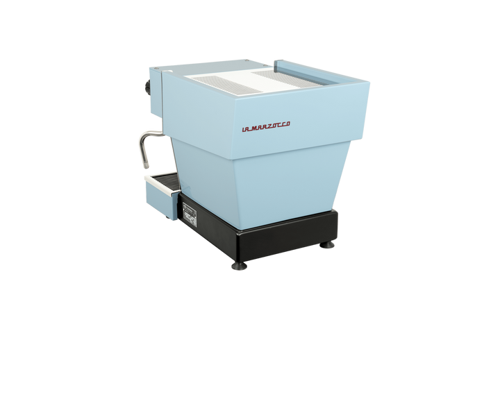 La Marzocco Linea Micra in light blue – rear view – Coffee Coaching Club