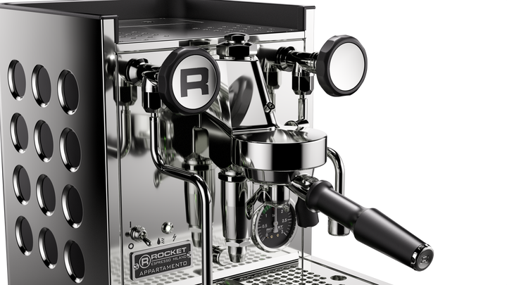 Rocket Appartamento TCA stainless steel black side view – Coffee Coaching Club 3