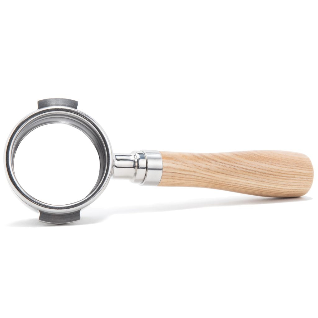 Flair 58 mm bodenloser Siebträger mit hellem Holzgriff – Coffee Coaching Club 1