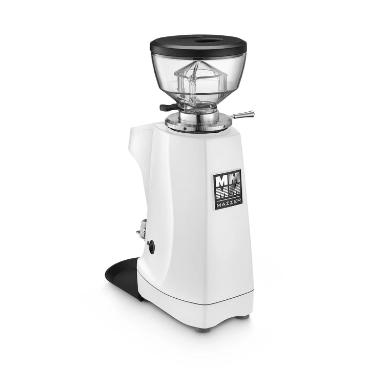 Mazzer Mini G GBW in Weiss – Grind-by-Weight Espressomühle mit 64mm Burrs – Coffee Coaching Club