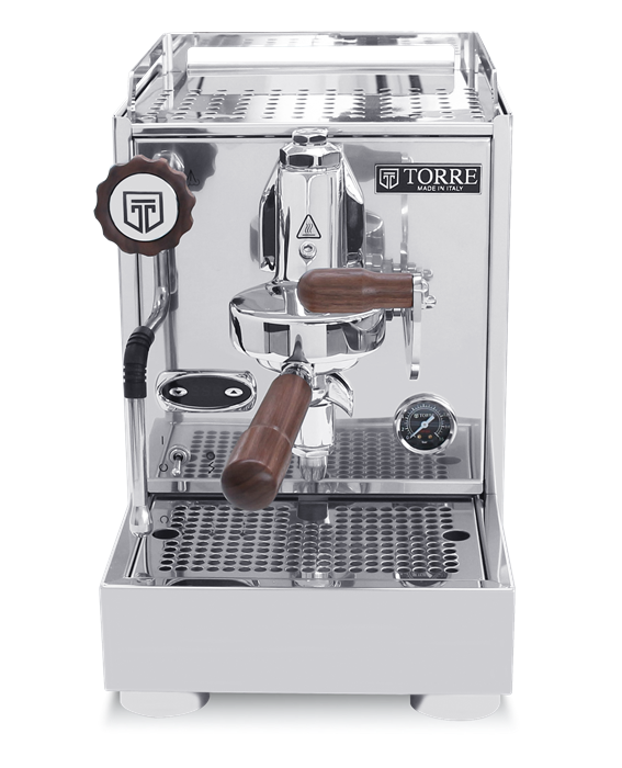Torre Pierino Espressomaschine mit Drehrad und Holzakzent – Coffee Coaching Club