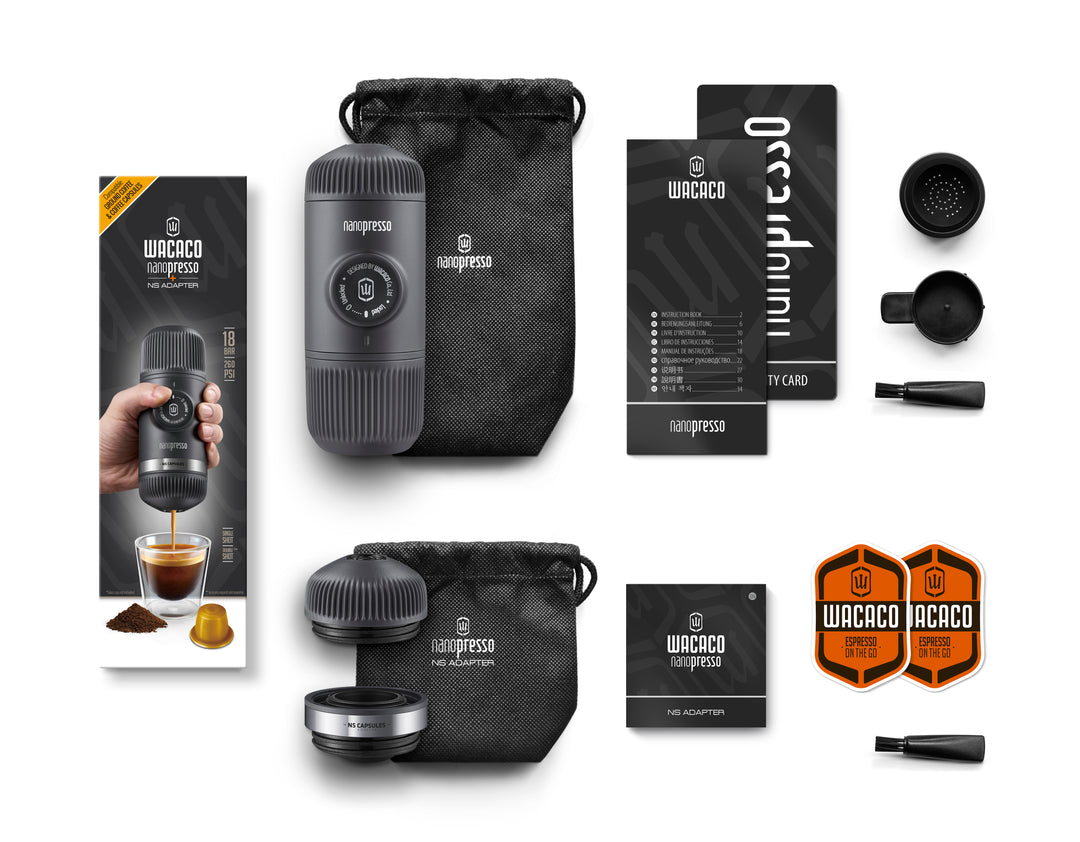 WACACO Nanopresso máquina de espresso portátil + adaptador NS - gris - Coffee Coaching Club